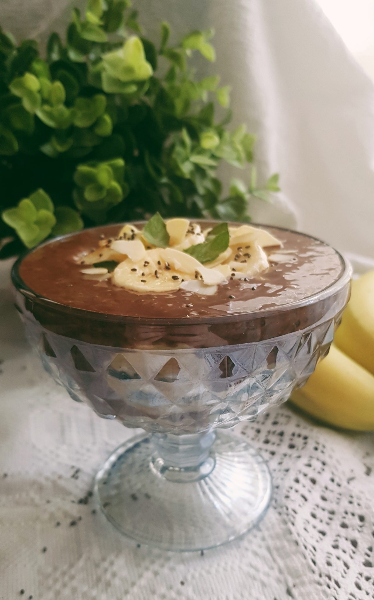 Budinca de chia cu cacao si banana